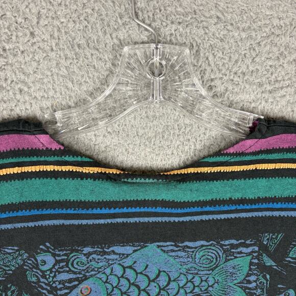 Vtg Bacio Top Women’s Medium Multicolor Fish Print Crop T-shirt USA 80s 90s - Picture 6 of 10